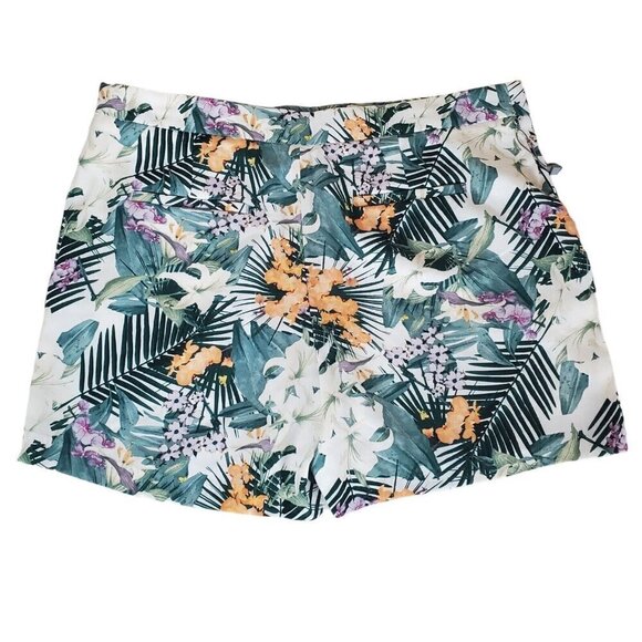 Carolina Belle Shorts Size 12 Floral Tropical Pleated Side Zip Flowy Lightweight - Picture 2 of 13